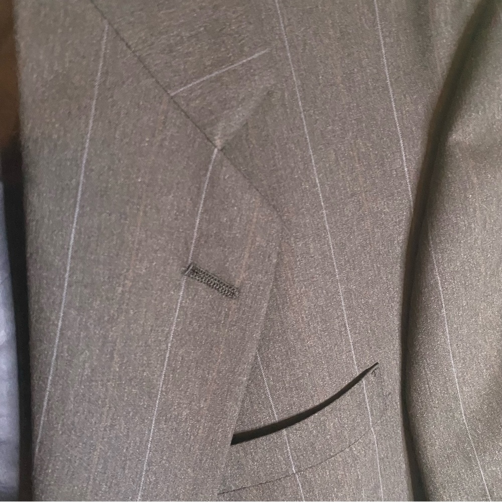Hart Schaffner Marx Gold Trumpeter Pure Virgin Wool Dark Blue Stripe Suit Large - Picture 7 of 13